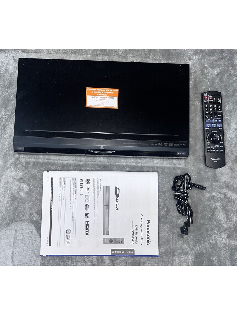 Panasonic DMR-EA18 DIGA DVD Recorder 1080p Up-Conversion HDMI w/ Remote | Works